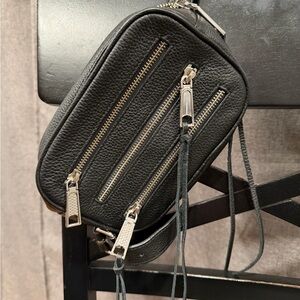 Rebecca Minkoff 3 Zip Belt Bag Black Leather
